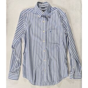 ❤️ Nautica Tailored Fit Striped Wrinkle Resistant Long Sleeve Collar Shirt Small